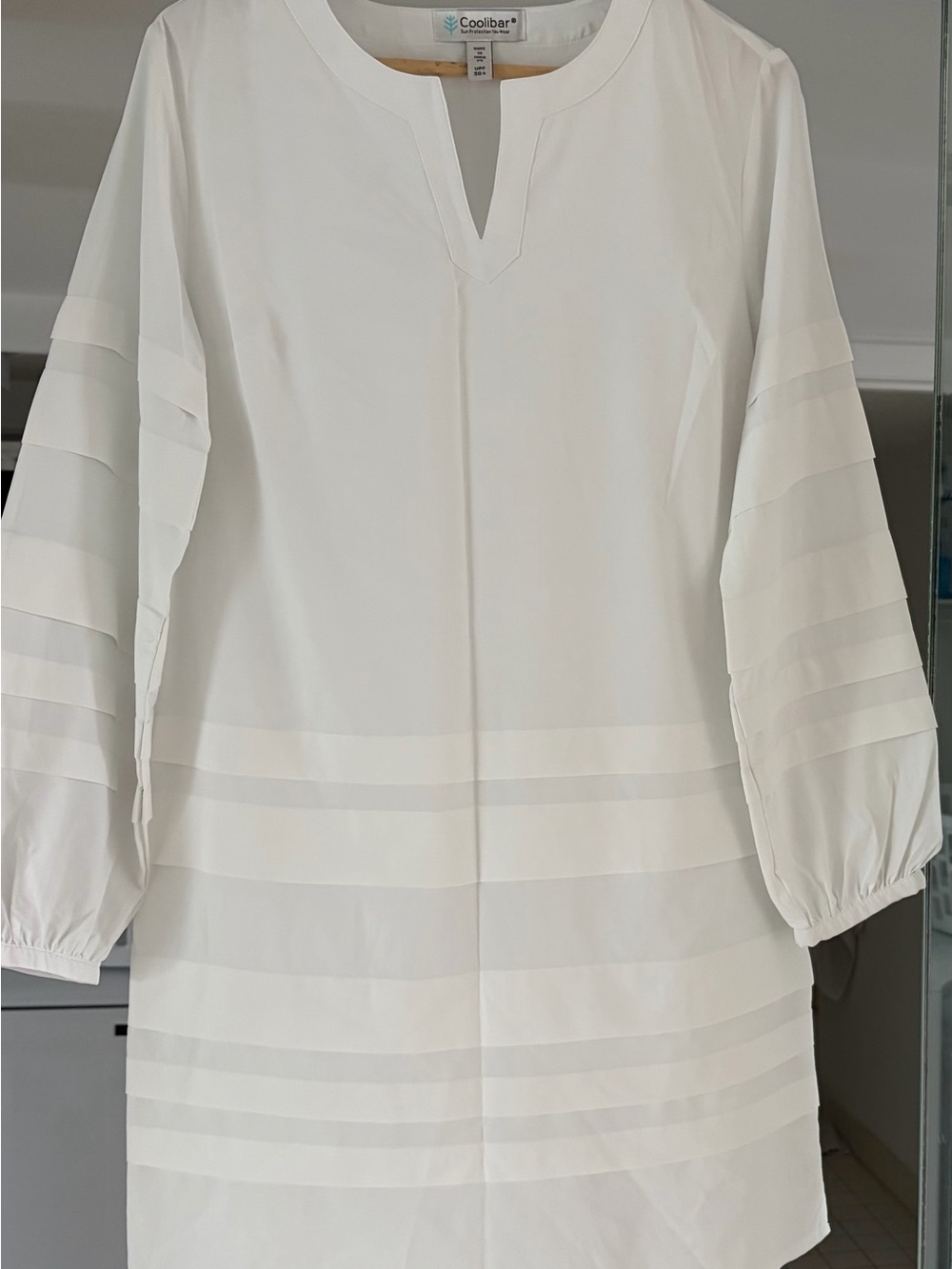 Coolibar White Layered-Sleeve Mini Tunic Dress